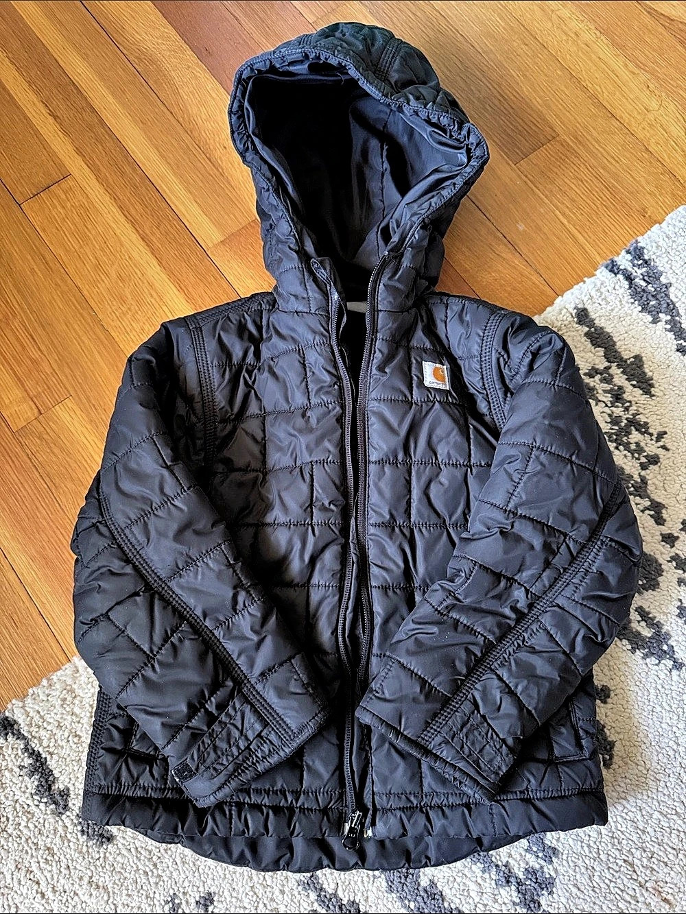 Carhartt Black Hooded Puffer Size Medium